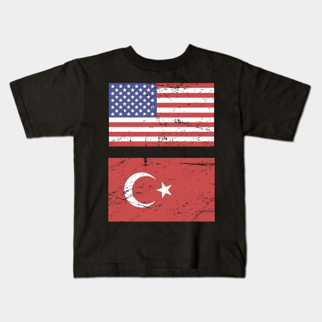 United States Flag & Turkey Flag Kids T-Shirt by MeatMan